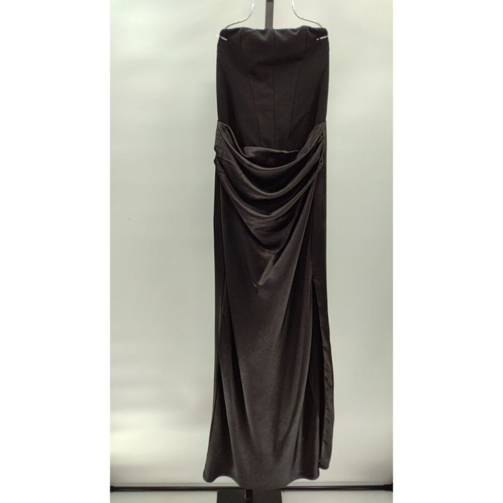 Lulus Women Mella Mixed Media Strapless Maxi Dress Black Medium - Picture 2 of 3